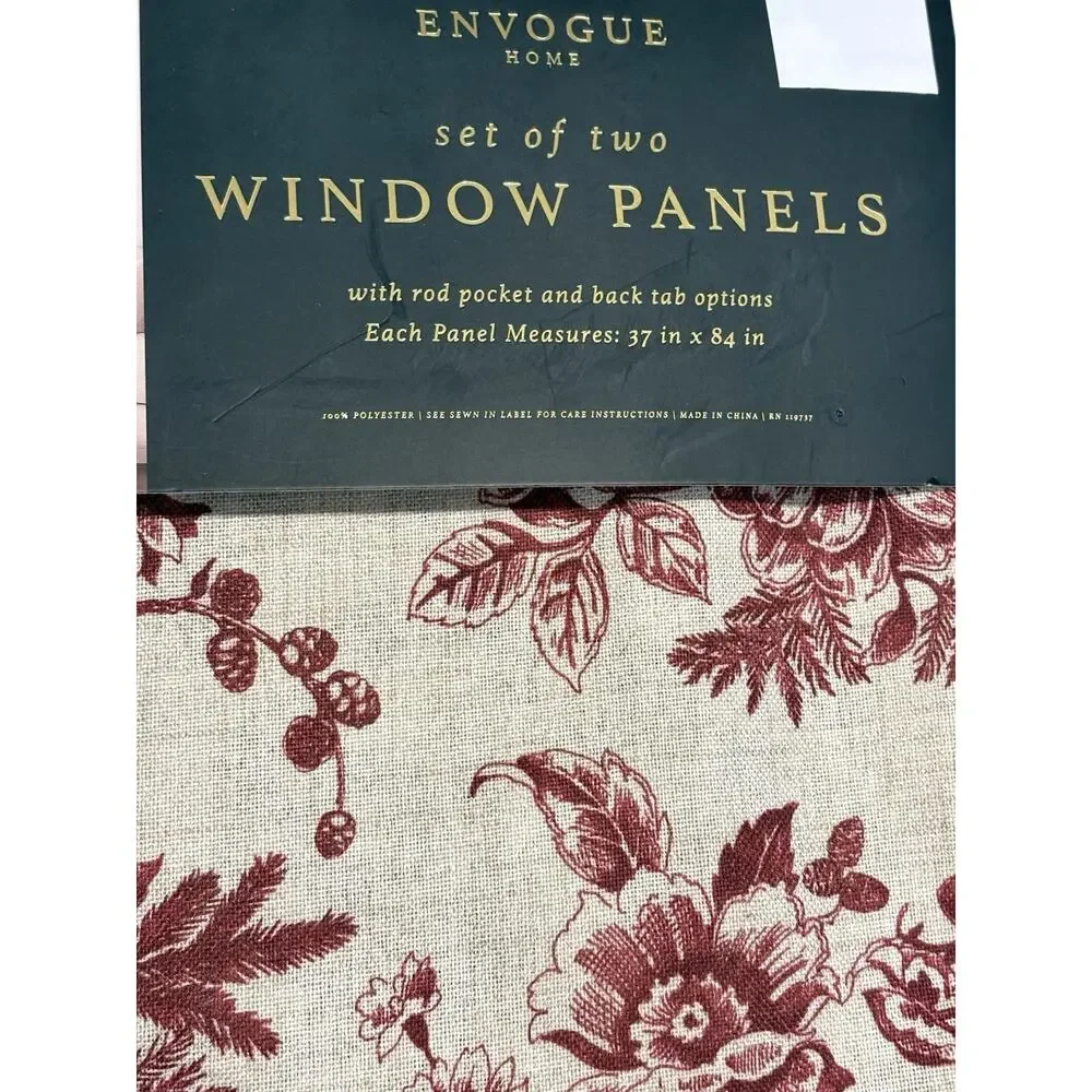 EnVogue Cardinal Curtains Floral Set 2 Panels 37